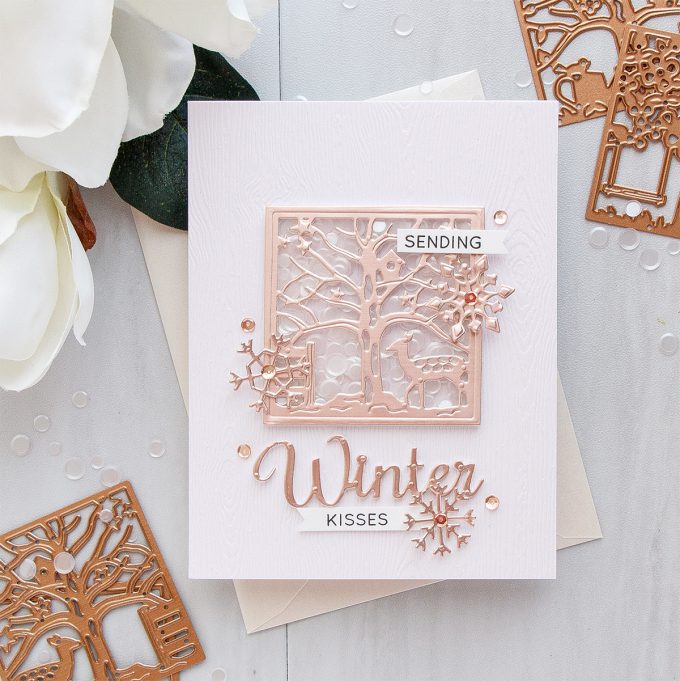 Spellbinders | Winter Wishes Clean & Simple Shaker Card by Yana Smakula for Simon Says Stamp. Using Spellbinders Four Seasons Silhouette dies S5-337 #wntercard #shaker #cardmaking #spellbinders #diecutting