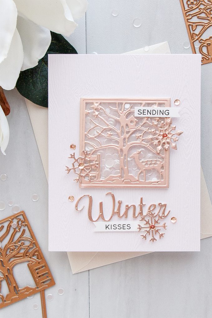 Spellbinders | Winter Wishes Clean & Simple Shaker Card by Yana Smakula for Simon Says Stamp. Using Spellbinders Four Seasons Silhouette dies S5-337 #wntercard #shaker #cardmaking #spellbinders #diecutting