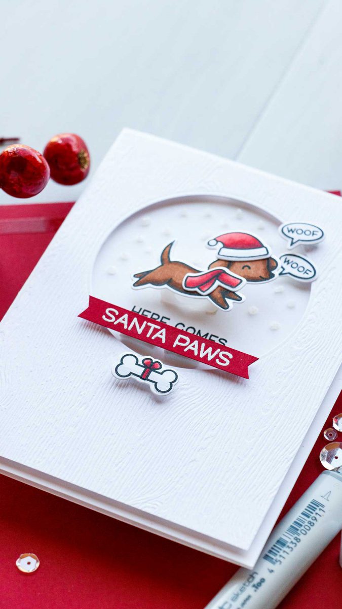 Simon Says Stamp | Here Comes Santa Paws Clean & Simple Christmas Card by Yana Smakula #simonsaysstamp #lawnfawn #christmascard #stamping
