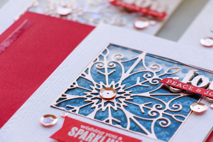 Spellbinders | Snowflake Window Shaker Cards by Yana Smakula. Video tutorial. Cards using Snowflake Snippets S5-301 dies. #cardmaking #shakercard #yanasmakula #spellbinders