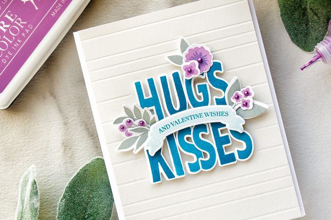 WPlus9 | Friendship Valentine Card - Hugs & Kisses & Valentine Wishes. Video tutorial by Yana Smakula featuring WPlus9 Whimsy Alpha and Valentine Wishes stamps #lovecard #cardmaking #stamping #wplus9