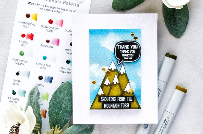 Simon Says Stamp | Echoing Thank You Card with Shouting From The Rooftops Set. Handmade card by Yana Smakula #simonsaysstamp #stamping #sssfriends #cardmaking #watercolorsky