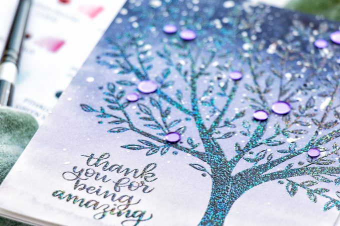 Simon Says Stamp | Watercolor Tree - Thank You For Being Amazing Card using BRUSHED BRANCHES Background SSS101792 stamp. #yanasmakula #simonsaysstamp #sssfriends #friendhsipcard #watercolortree 