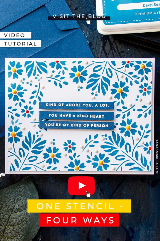 Simon Says Stamp | One Stencil - Four Ways. Folk Dance Stencil. Handmade cards by Yana Smakula #cardmaking #stenciling #inkblending #handmadecard #handmadeisbetter #ilovetomakecards #simonsaysstamp #simonsayslove