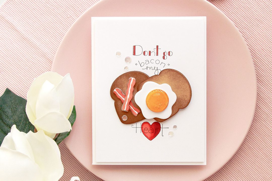 Spellbinders | Don't Go "Bacon" My Heart card by Yana Smakula using Spellbinders Breakfast Club Cling Stamp and Die Set #spellbinders #cardmaking