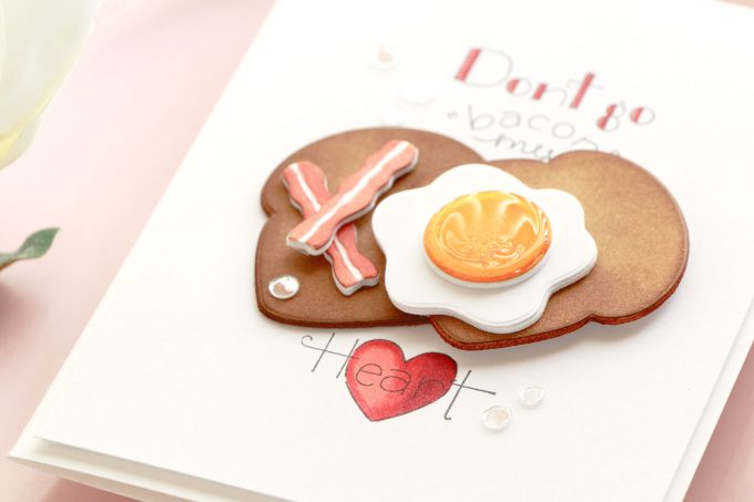 Spellbinders | Don't Go "Bacon" My Heart card by Yana Smakula using Spellbinders Breakfast Club Cling Stamp and Die Set #spellbinders #cardmaking