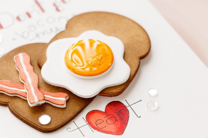 Spellbinders | Don't Go "Bacon" My Heart card by Yana Smakula using Spellbinders Breakfast Club Cling Stamp and Die Set #spellbinders #cardmaking