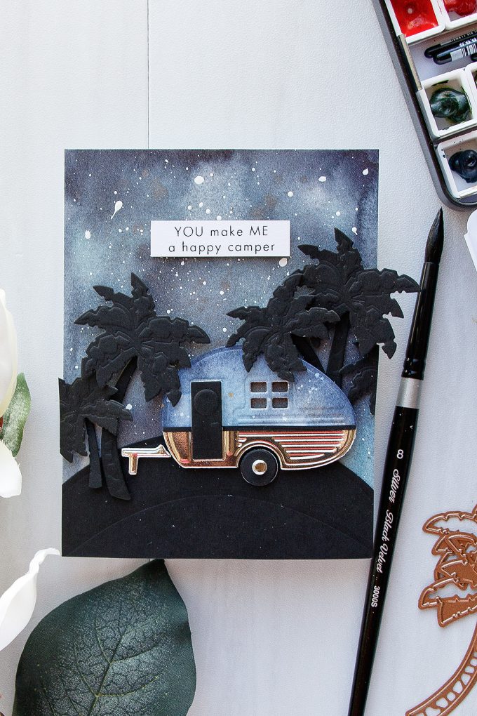 Spellbinders | You Make Me A Happy Camper Card using S3-296 Spellbinders Build a Camper Dies #spellbinders #neverstaopmaking #diecutting #handmadecard