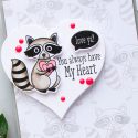 Hero Arts | Heart Shaped Tags + Cards. Video. January My Monthly Hero Blog Hop. Racoon cards by Yana Smakula #heroarts #mmh #stamping