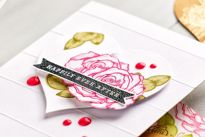 Hero Arts | Heart Shaped Tags + Cards. Video. January My Monthly Hero Blog Hop. Color Layering Rose cards by Yana Smakula #heroarts #mmh #stamping