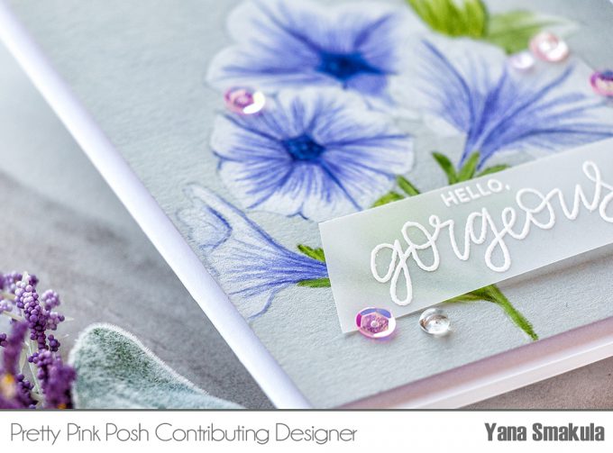 Pretty Pink Posh | No Line Pretty Petunias Pencil Coloring. Video tutorial by Yana Smakula #cardmaking #pencilcoloring #polychromoscoloring #handmadecard