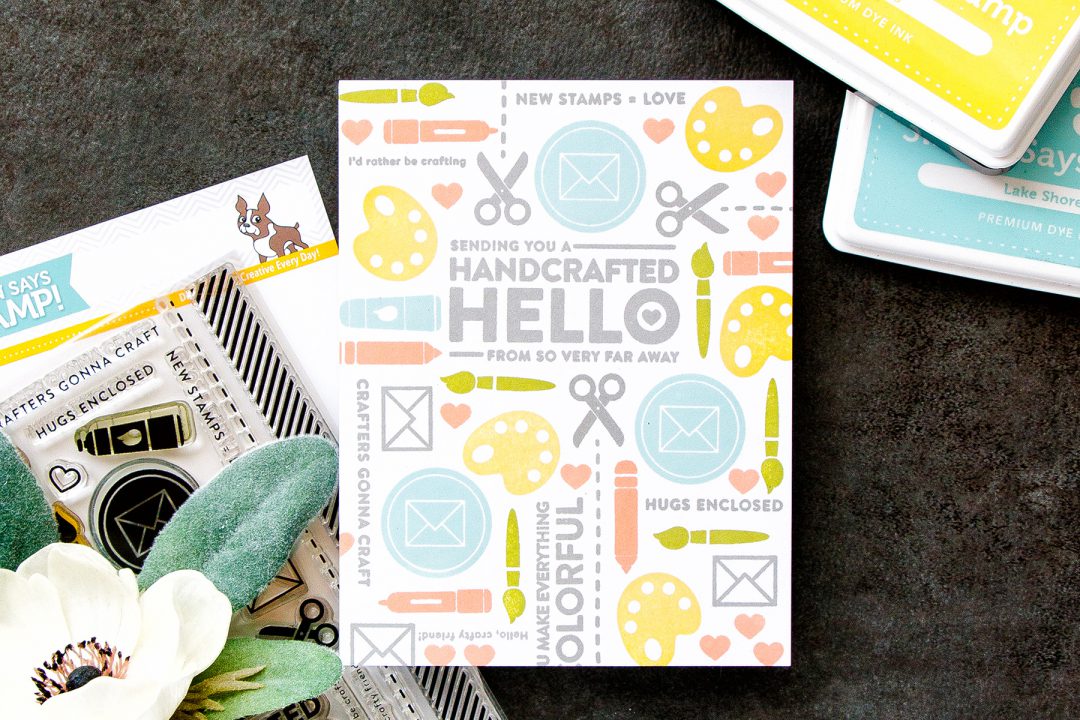 Simon Says Stamp | Crafty Friend - Handcrafter Hello Card. Pattern Stamping Basics. Video tutorial. February Card Kit #simonsaysstamp #sssck #stamping #patternstamping