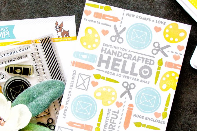Simon Says Stamp | Crafty Friend - Handcrafter Hello Card. Pattern Stamping Basics. Video tutorial. February Card Kit #simonsaysstamp #sssck #stamping #patternstamping