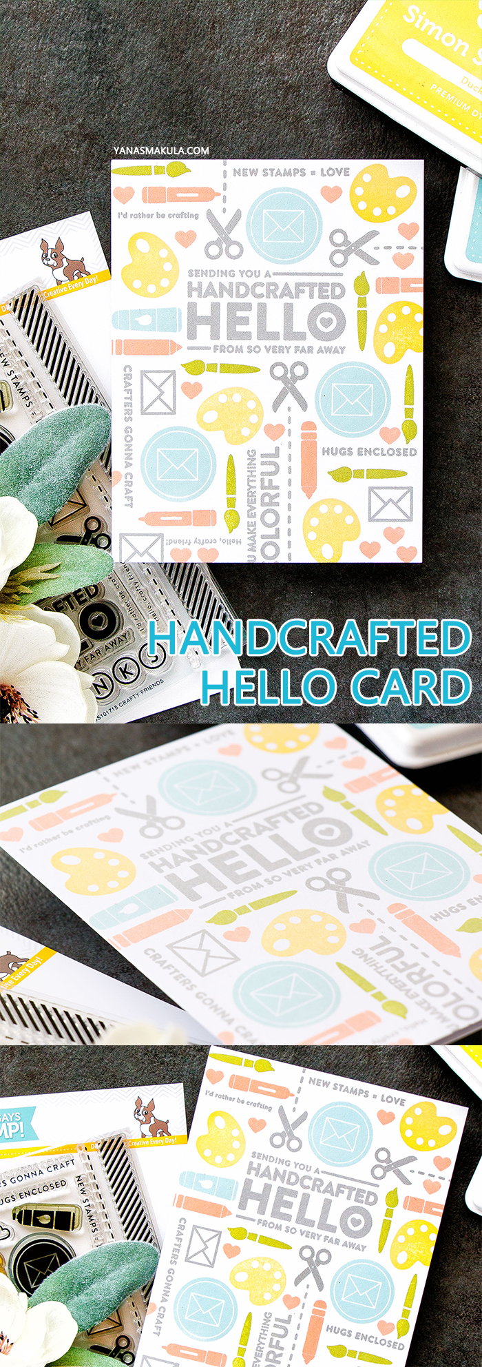 Simon Says Stamp | Crafty Friend - Handcrafter Hello Card. Pattern Stamping Basics. Video tutorial. February Card Kit #simonsaysstamp #sssck #stamping #patternstamping