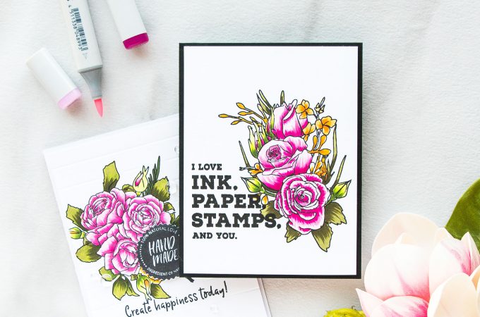 Altenew | Flick Style Copic Coloring with Altenew Florals using Forever & Always and Crafty Life Stamp sets. Projects by Yana Smakula. Video #altenew #cardmaking #yanasmakula #flickstylecoloring #handmadecard