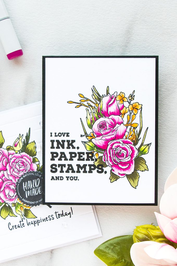 Altenew | Flick Style Copic Coloring with Altenew Florals using Forever & Always and Crafty Life Stamp sets. Projects by Yana Smakula. Video #altenew #cardmaking #yanasmakula #flickstylecoloring #handmadecard