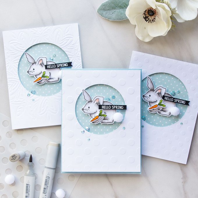Simon Says Stamp | Spring Bunny Cards. Video by Yana Smakula using Showers & Flowers stamp set. #stamping #simonsaysstamp #springcard #cardmaking 