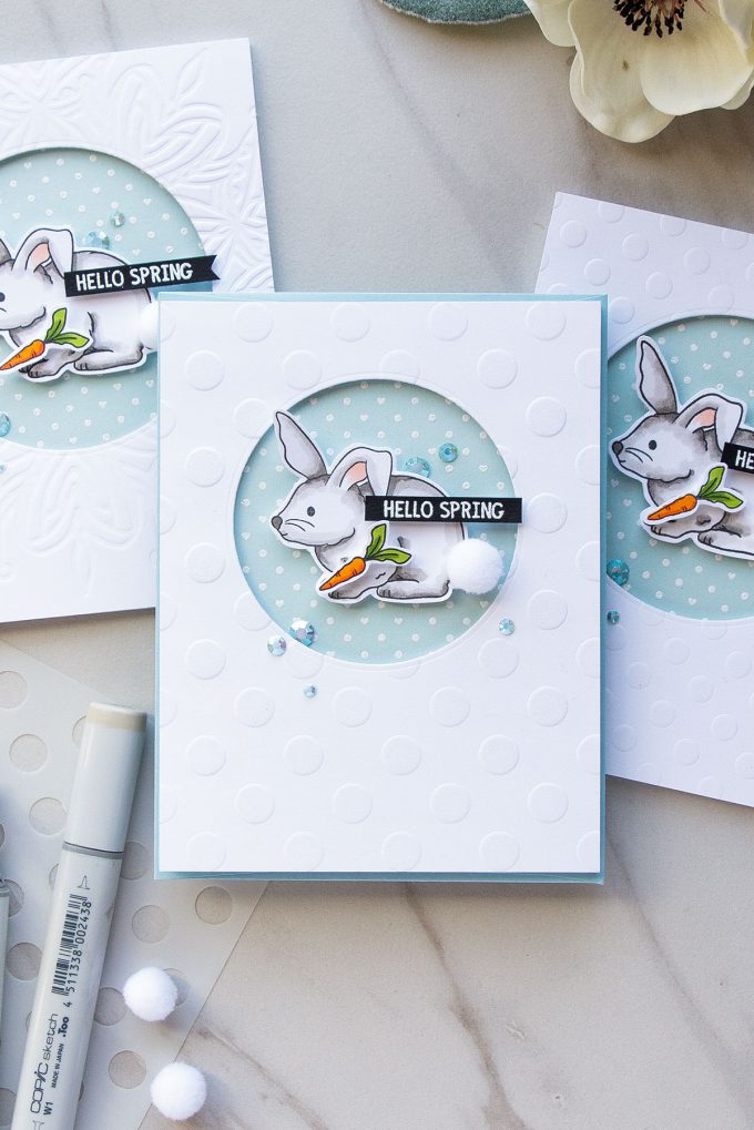 Simon Says Stamp | Spring Bunny Cards. Video by Yana Smakula using Showers & Flowers stamp set. #stamping #simonsaysstamp #springcard #cardmaking 