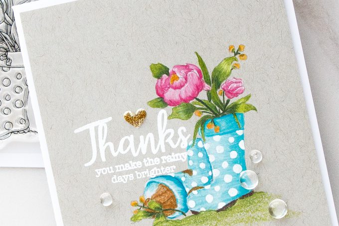 Simon Says Stamp | Rainboots & Flowers - No Line Pencil Coloring using Simon Says Clear Stamps SHOWERS & FLOWERS SSS101822 #stamping #adultcoloring #nolinecoloring #springcard #cardmaking #sssck