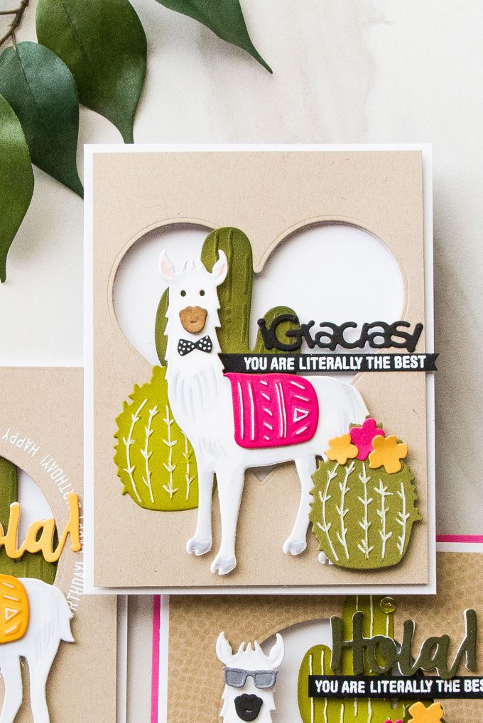 Spellbinders | Hola Llama Cards by Yana Smakula using Die D-Lites Hip Llama Etched Dies S3-319. Video tutorial #cardmaking #llamacard #hipllama #diecutting #handmadecard #neverstopmaking