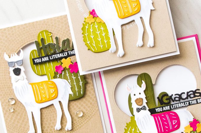 Spellbinders | Hola Llama Cards by Yana Smakula using Die D-Lites Hip Llama Etched Dies S3-319. Video tutorial #cardmaking #llamacard #hipllama #diecutting #handmadecard #neverstopmaking