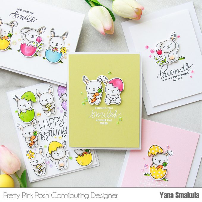 Pretty Pink Posh | Colorful Spring Card Ideas by Yana Smakula using Bunny Friends stamp set. Video #cardmaking #easter #stamping #handmadecard 