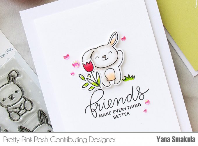 Pretty Pink Posh | Colorful Spring Card Ideas by Yana Smakula using Bunny Friends stamp set. Video #cardmaking #easter #stamping #handmadecard 