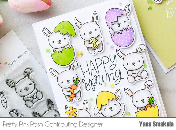 Pretty Pink Posh | Colorful Spring Card Ideas by Yana Smakula using Bunny Friends stamp set. Video #cardmaking #easter #stamping #handmadecard 