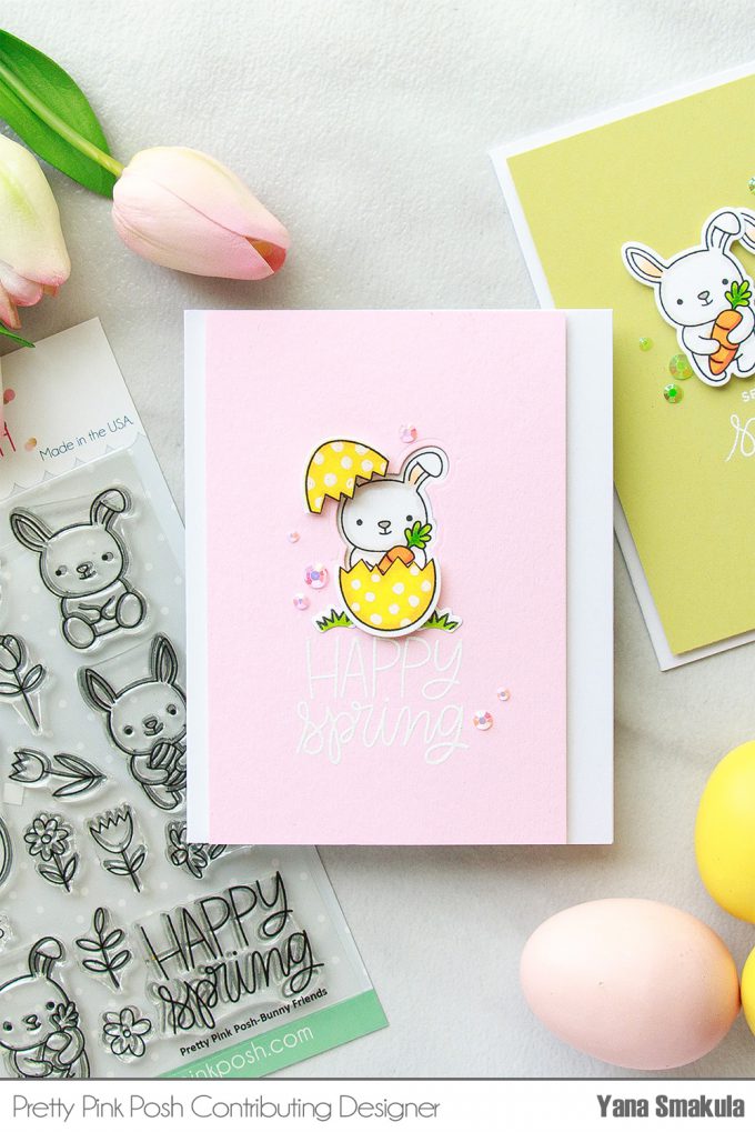 Pretty Pink Posh | Colorful Spring Card Ideas by Yana Smakula using Bunny Friends stamp set. Video #cardmaking #easter #stamping #handmadecard 