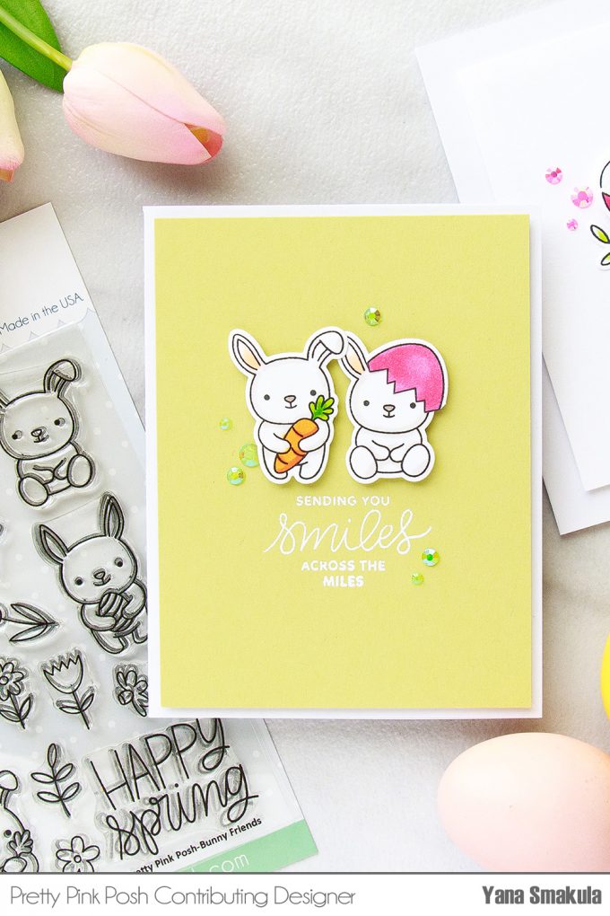 Pretty Pink Posh | Colorful Spring Card Ideas by Yana Smakula using Bunny Friends stamp set. Video #cardmaking #easter #stamping #handmadecard 