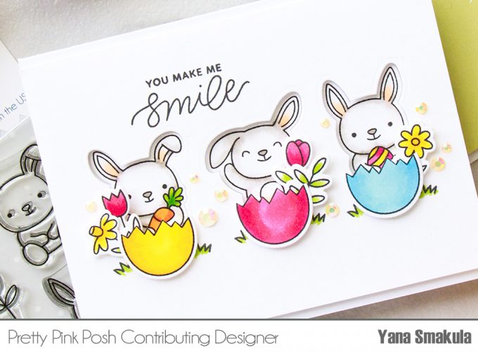 Pretty Pink Posh | Colorful Spring Card Ideas by Yana Smakula using Bunny Friends stamp set. Video #cardmaking #easter #stamping #handmadecard 
