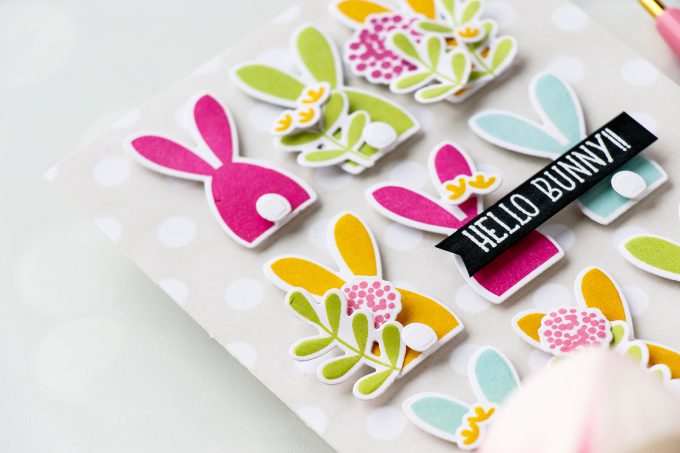 Simon Says Stamp | Action Wobble Happy Easter + Hello Bunny Cards using Oh Bunny sss101812, Reverse Polka Background sss101813 and Bold Flowers sss101811 from Simon Says Stamp #simonsaysstamp #eastercard #springcard #bunnycard #sss #simonsaysbestdays #cardmaking #stamping #diecutting