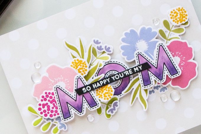 Simon Says Stamp | Floral Card For Mom. Video tutorial by Yana Smakula using Bold Blooms & Mom and Dad Icons