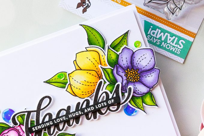 Simon Says Stamp | Sending Love, Hugs and Lots of Thanks card by Yana Smakula using Even More Spring Flowers and Big Thanks Words stamp sets #simonsaysstamp #stamping #cardmaking #handmadecard #thankyoucard