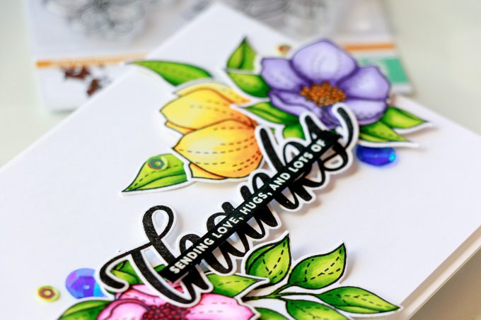 Simon Says Stamp | Sending Love, Hugs and Lots of Thanks card by Yana Smakula using Even More Spring Flowers and Big Thanks Words stamp sets #simonsaysstamp #stamping #cardmaking #handmadecard #thankyoucard