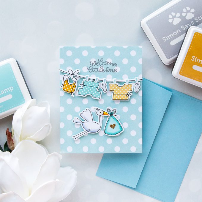 Simon Says Stamp | Welcome Little One - Baby Card using Oh Baby sss101815 stamps and coordinating dies #simonsayssstamp #simonsaydbestdays #stamping #babycard #cardmaking