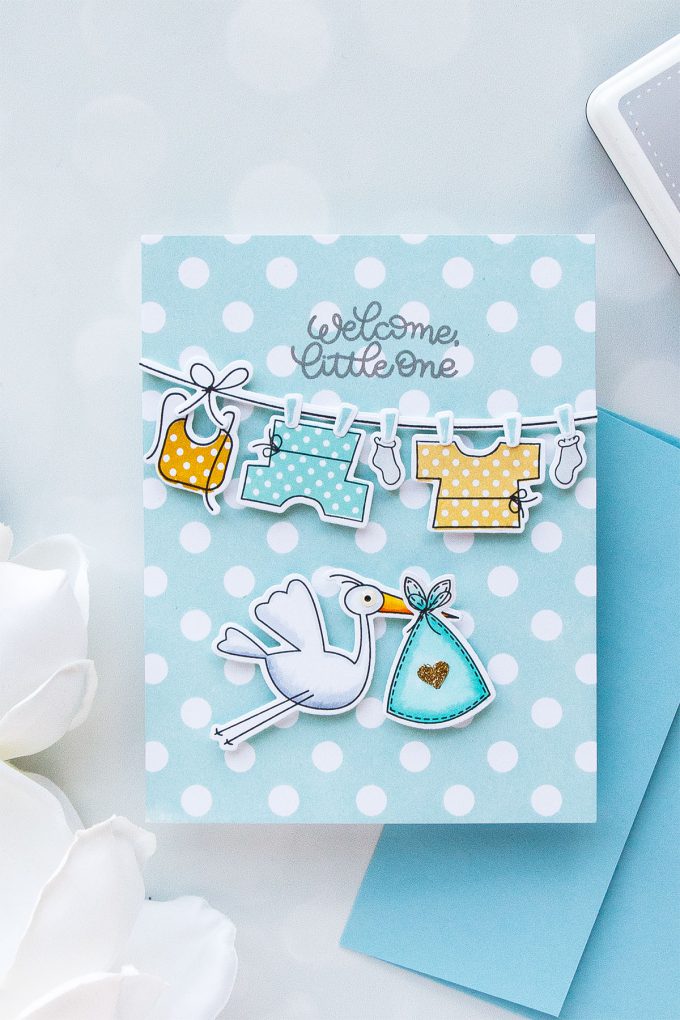 Simon Says Stamp | Welcome Little One - Baby Card using Oh Baby sss101815 stamps and coordinating dies #simonsayssstamp #simonsaydbestdays #stamping #babycard #cardmaking