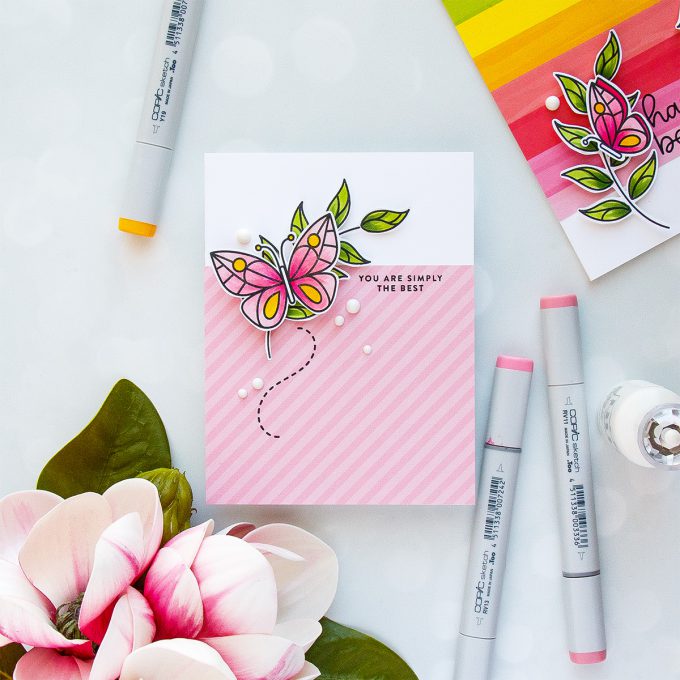 Simon Says Stamp | April 2018 Card Kit - Colorful Butterfly Cards. Video. Handmade cards by Yana Smakula #cardmaking #stamping #handmadecard #springcard #butterflycard