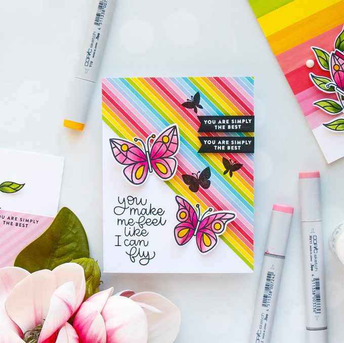 Simon Says Stamp | April 2018 Card Kit - Colorful Butterfly Cards. Video. Handmade cards by Yana Smakula #cardmaking #stamping #handmadecard #springcard #butterflycard