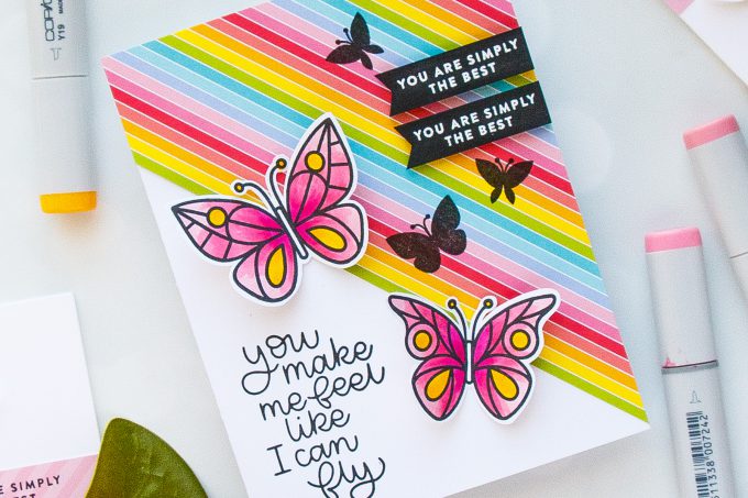 Simon Says Stamp | April 2018 Card Kit - Colorful Butterfly Cards. Video. Handmade cards by Yana Smakula #cardmaking #stamping #handmadecard #springcard #butterflycard