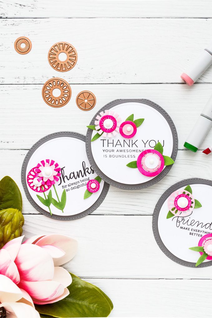 Spellbinders | Circle Floral Cards for Friends (using April 2018 Small Die Of The Month). Video tutorial by Yana Smakula #cardmaking #neverstopmaking #diecutting #spellbindersclubkits #diecutclub #handmadecard