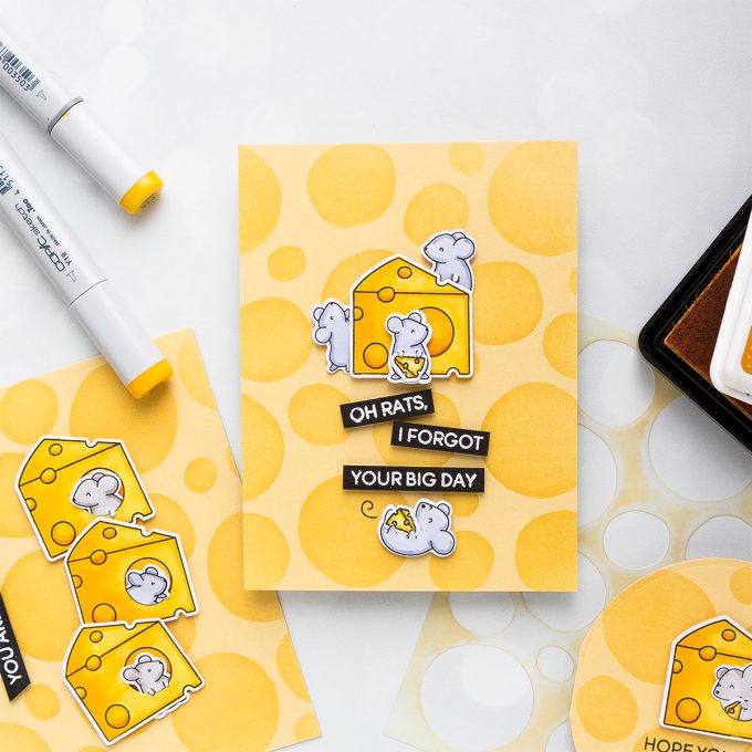 Heffy Doodle | Cheesy Cards featuring Squeakheart Stamp Set. Video by Yana Smakula #stamping #cardmaking #cheesecard #funnycard #punnycard #handmadecard
