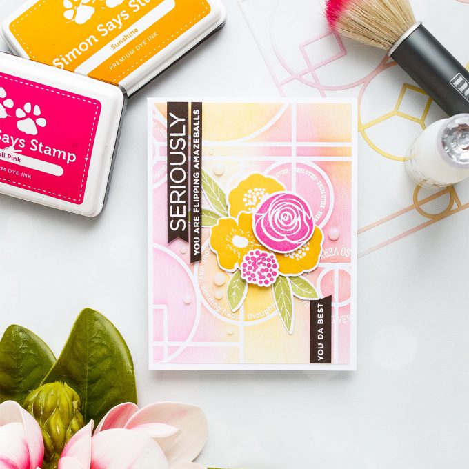 Simon Says Stamp | Geometric Background & Florals Card by Yana Smakula using Line Dance stencil ssst121412, BOLD FLOWERS sss101811 and EMPHATIC cz16 stamp sets #stamping #cardmaking #handmadecard #simonsaysstamp #simonsaysbestdays