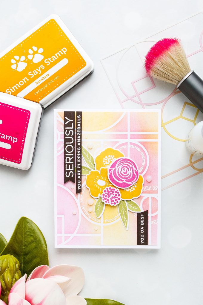 Simon Says Stamp | Geometric Background & Florals Card by Yana Smakula using Line Dance stencil ssst121412, BOLD FLOWERS sss101811 and EMPHATIC cz16 stamp sets #stamping #cardmaking #handmadecard #simonsaysstamp #simonsaysbestdays