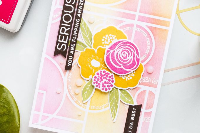 Simon Says Stamp | Geometric Background & Florals Card by Yana Smakula using Line Dance stencil ssst121412, BOLD FLOWERS sss101811 and EMPHATIC cz16 stamp sets #stamping #cardmaking #handmadecard #simonsaysstamp #simonsaysbestdays