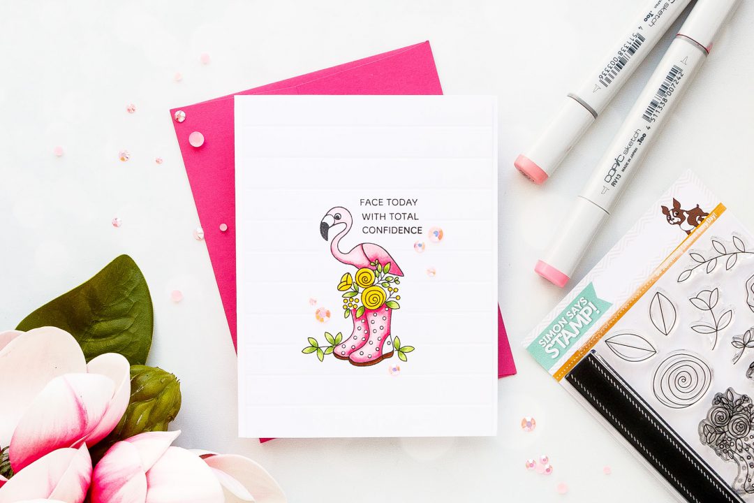 Simon Says Stamp | Floral Flamingo Card - Face Today With Confidence. Photo Tutorial by Yana Smakula #simonsatsstamp #stamping #cardmaking #handmadecard