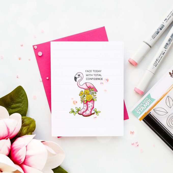 Simon Says Stamp | Floral Flamingo Card - Face Today With Confidence. Photo Tutorial by Yana Smakula #simonsatsstamp #stamping #cardmaking #handmadecard