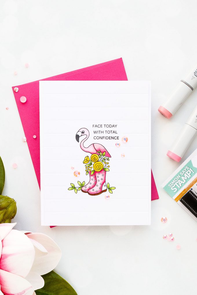 Simon Says Stamp | Floral Flamingo Card - Face Today With Confidence. Photo Tutorial by Yana Smakula #simonsatsstamp #stamping #cardmaking #handmadecard