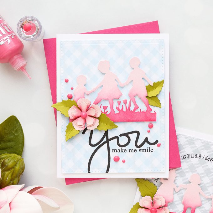 Spellbinders | Ombre Silhouette Die Cuts. Video. Blog Hop + Giveaway Mother's Day Card featuring Little Loves collection by Spellbinders 