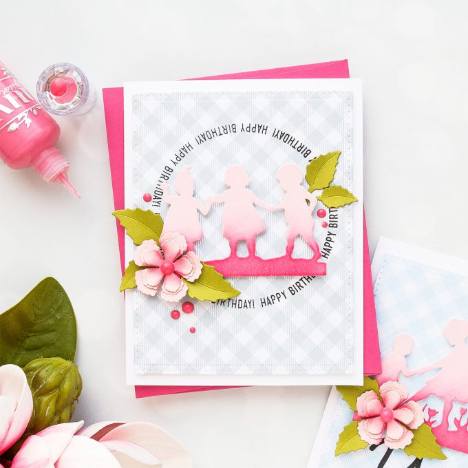 Spellbinders | Ombre Silhouette Die Cuts. Video. Blog Hop + Giveaway Mother's Day Card featuring Little Loves collection by Spellbinders 